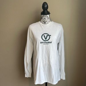 Vans White & Forest Green Long-Sleeve Logo Shirt